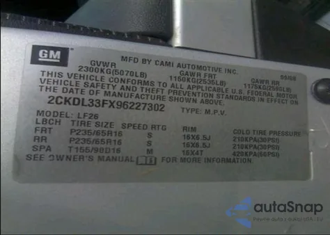 2009 Pontiac Torrent z USA, uszkodzony, nr VIN 2CKDL33FX96227302